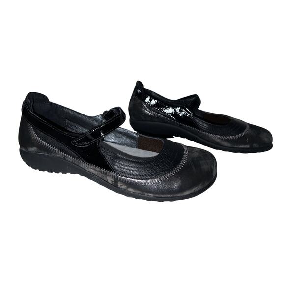 NAOT Shoes MISMATCH Size 9/40 10/41 Metallic Gray Leather KIREI Mary Janes Flats - Picture 7 of 9